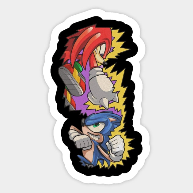 sonic vs knuckles Sticker by i want money